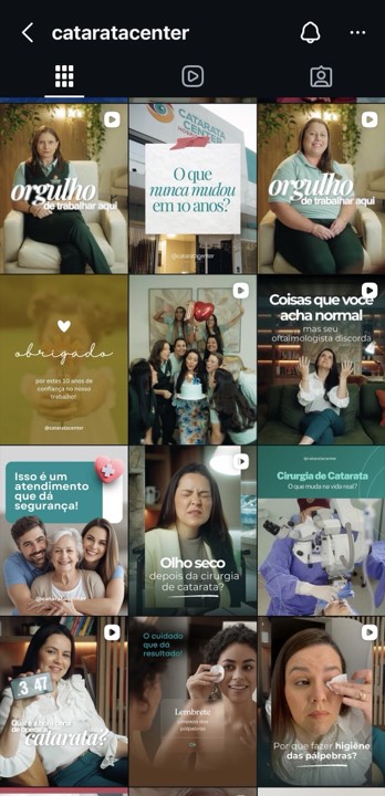 Feed do Instagram @cataratacenter