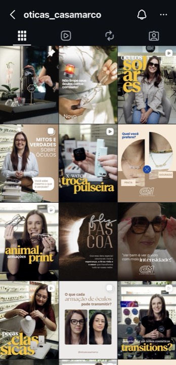 Feed do Instagram @oticas_casamarco
